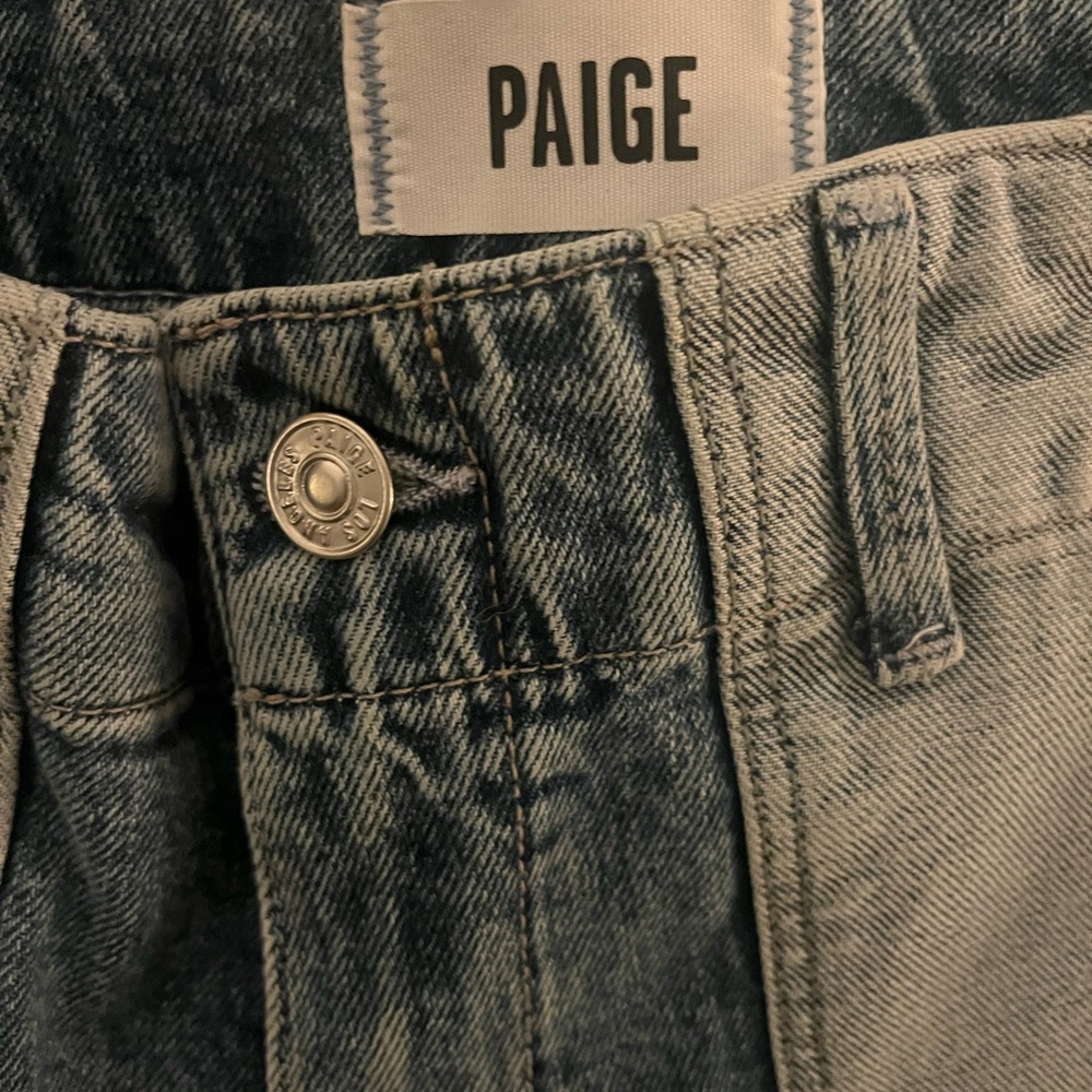 PAIGE Two-Tone Blue Flare Jeans - Picture 4 of 8
